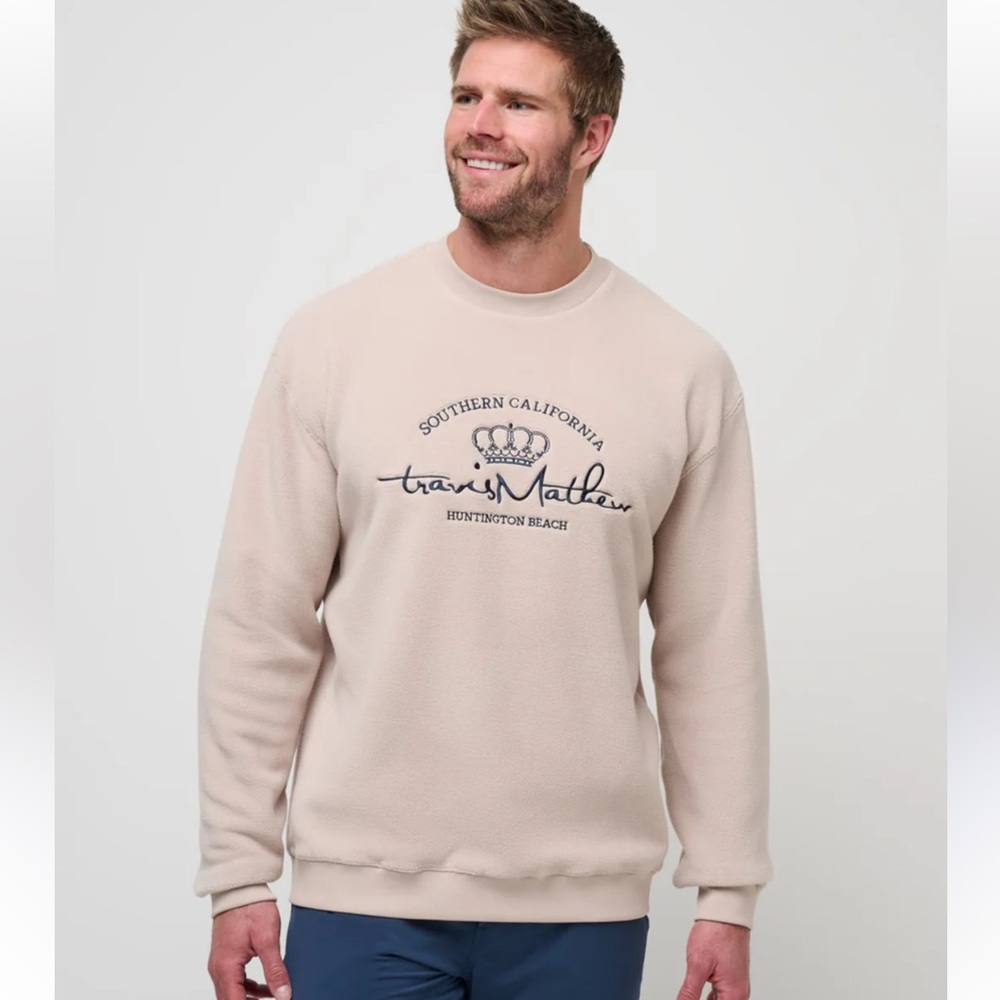🔥TRAVIS MATHEW🔥 Fleece crew sweater Sz XL Have A Ganger PriceFirm